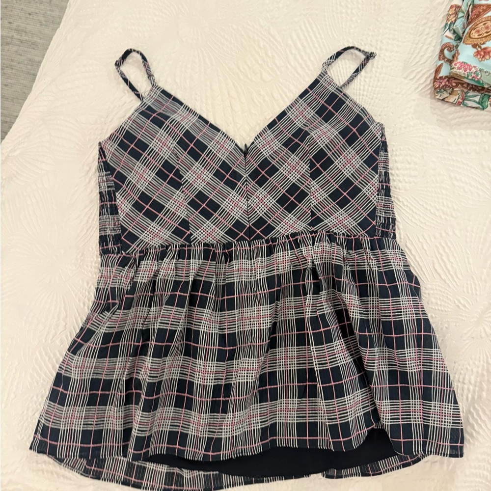 Club Monaco Checkered Camisole - Black and Pink